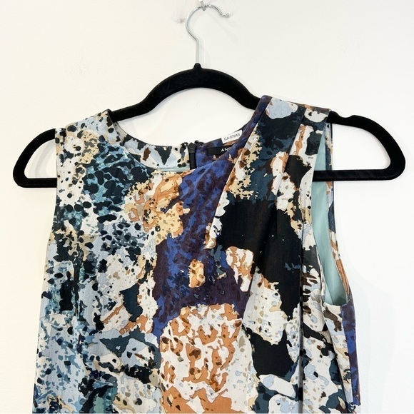 Andrew Marc blue floral silk blend sleeveless sheath dress 4 - Picture 6 of 12